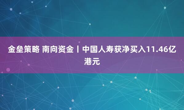 金垒策略 南向资金丨中国人寿获净买入11.46亿港元